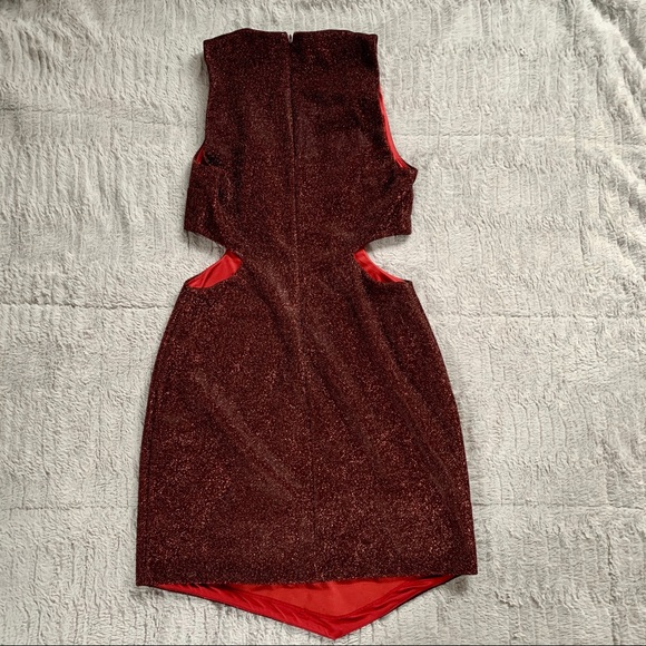 Express Burgundy Shimmery Cutout Dress - Picture 2 of 4